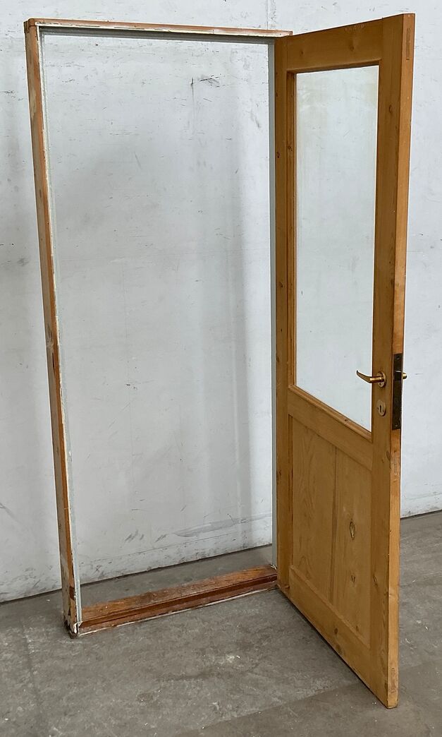 Afsyret fyldningsdør 86 cm med glas og karm