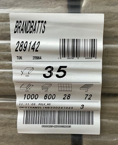 72 m2 Rockwool brandbatts - 35 mm