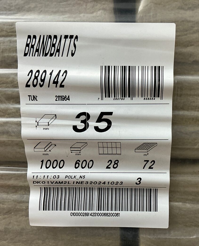 72 m2 Rockwool brandbatts - 35 mm