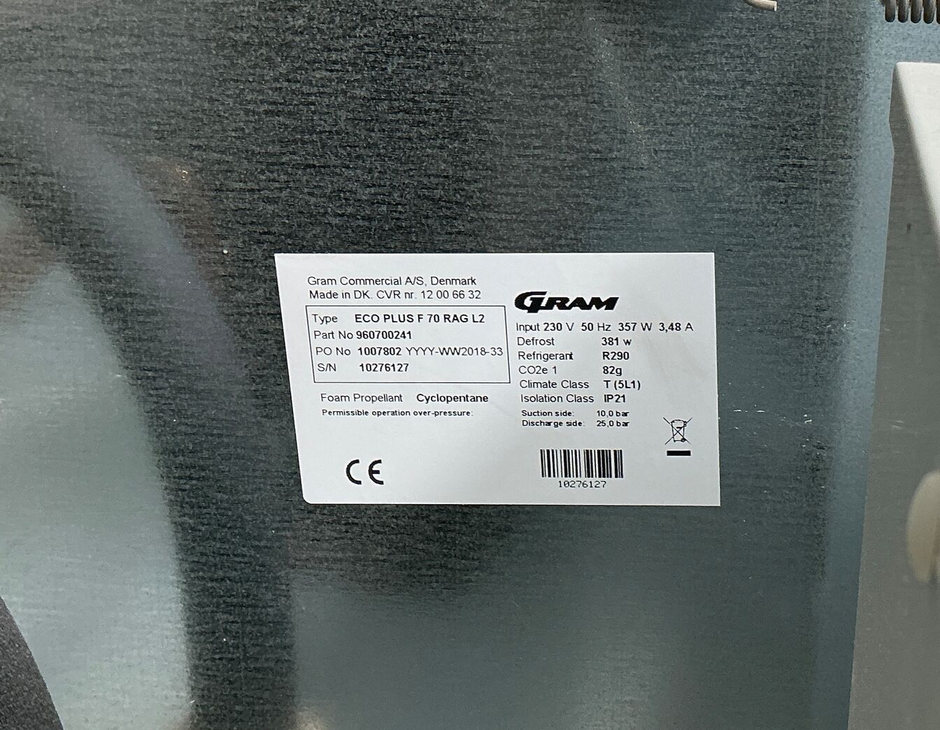 GRAM Industrifryseskab ECO PLUS F 70 RAG L2