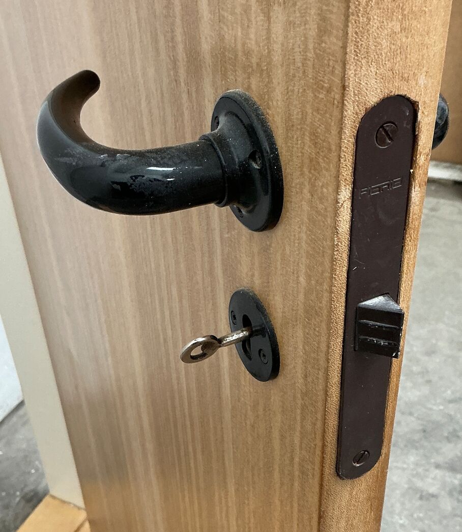 Lys Mahognifineret dør M8 m/karm hh.