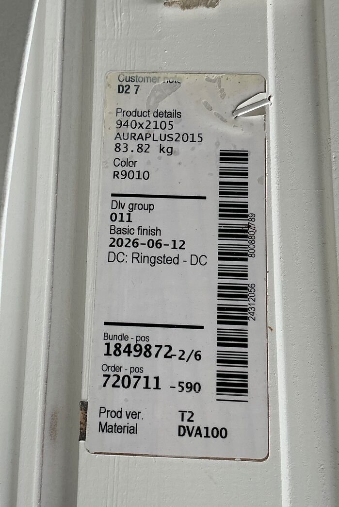 Rationel facadedør med energiglas 94 cm