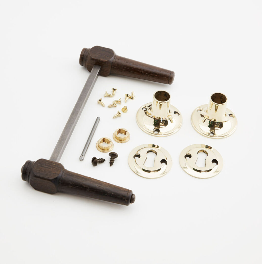 Trægreb til gammel dør - spidsgreb i røget eg