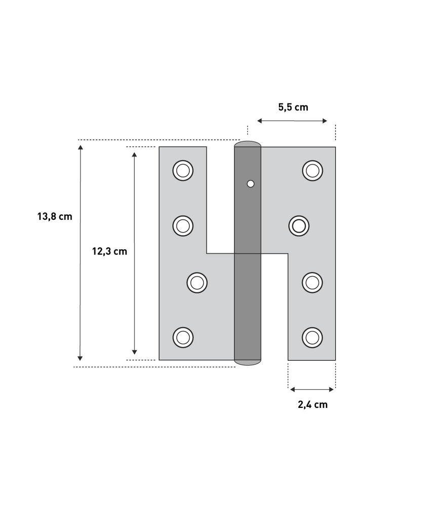 Dørhængsel venstrehængt 138 mm brunt