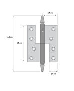 Hamborghængsel venstrehængt 143mm ubeh. m. berlinerknop