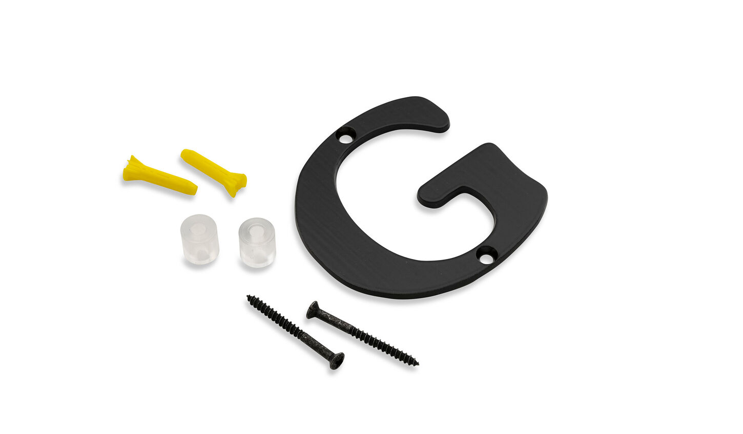 Bogstav til Husnummer i sortlakeret messing - G