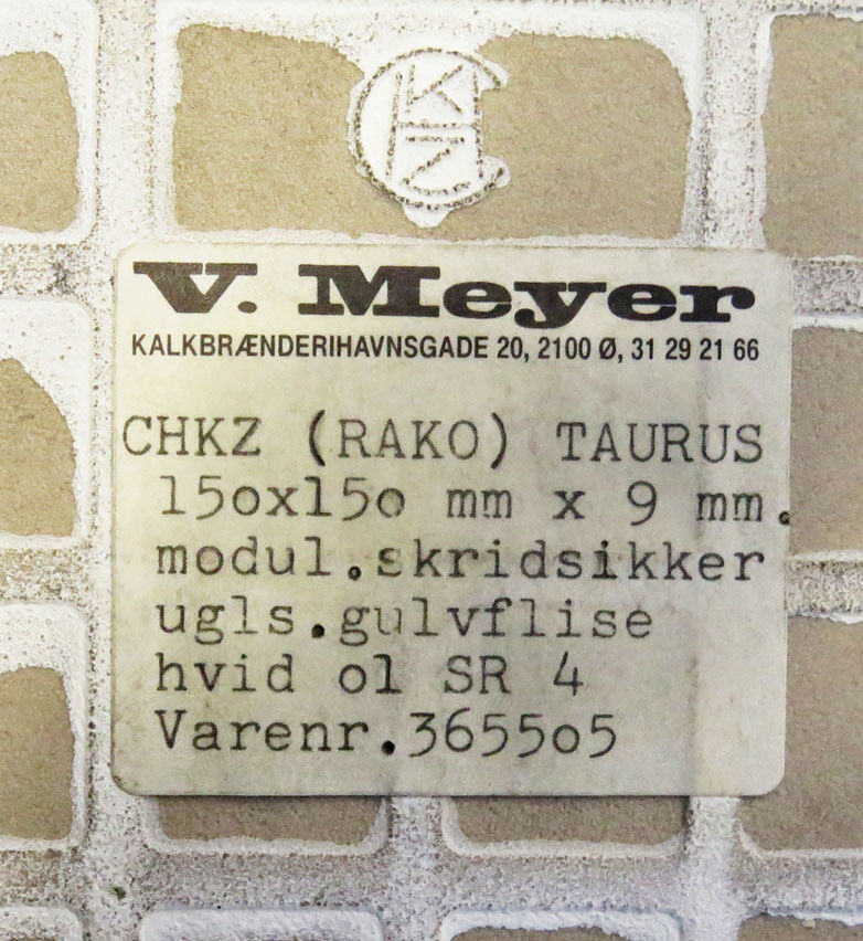 Råhvid skridsikker klinke (2) 15x15cm