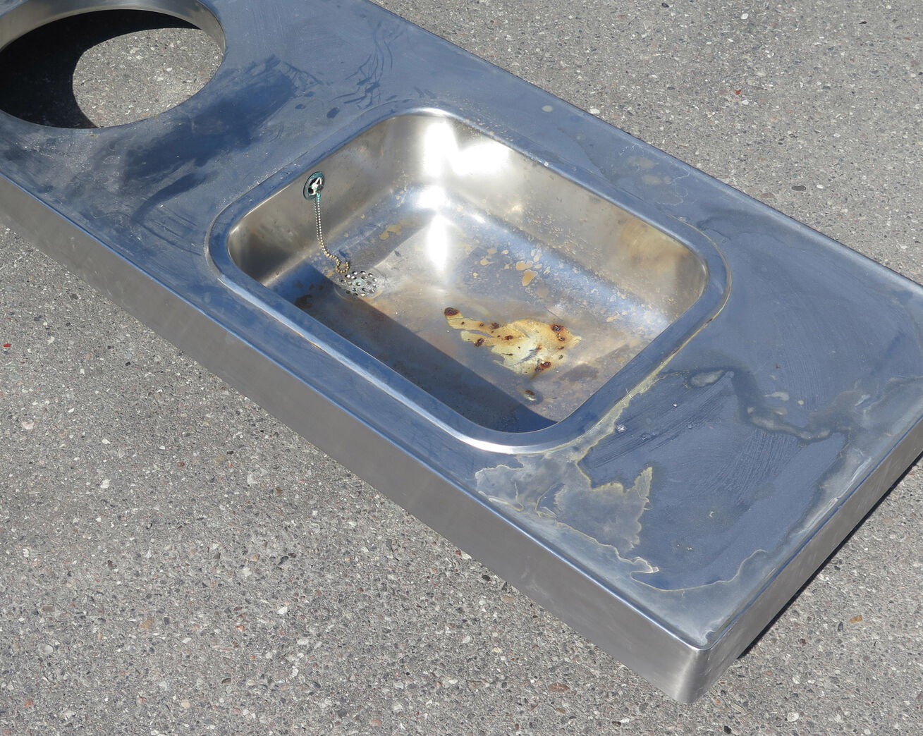 Stålbordplade med vask