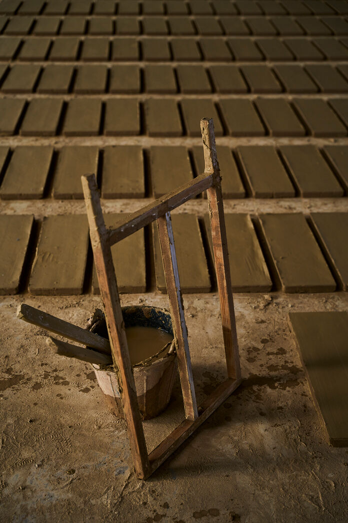 Gule kvadratiske terracotta gulvtegl - 21 x 21 cm