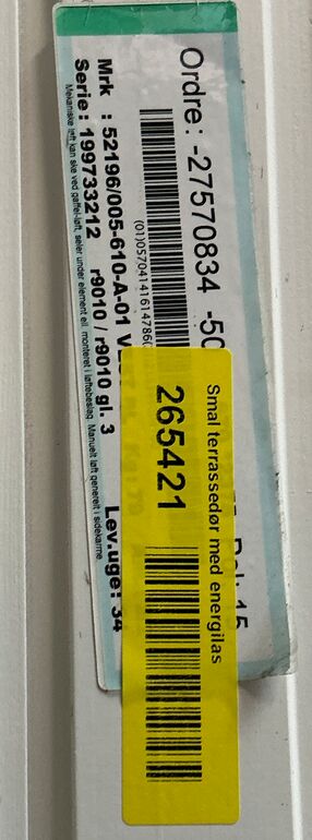 Smal terrassedør med energiglas