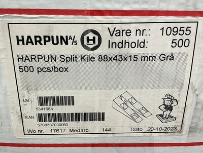 Harpun splitkile m/slids Grå 15mm 500 stk