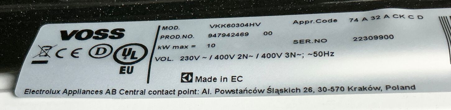 Voss keramisk komfur