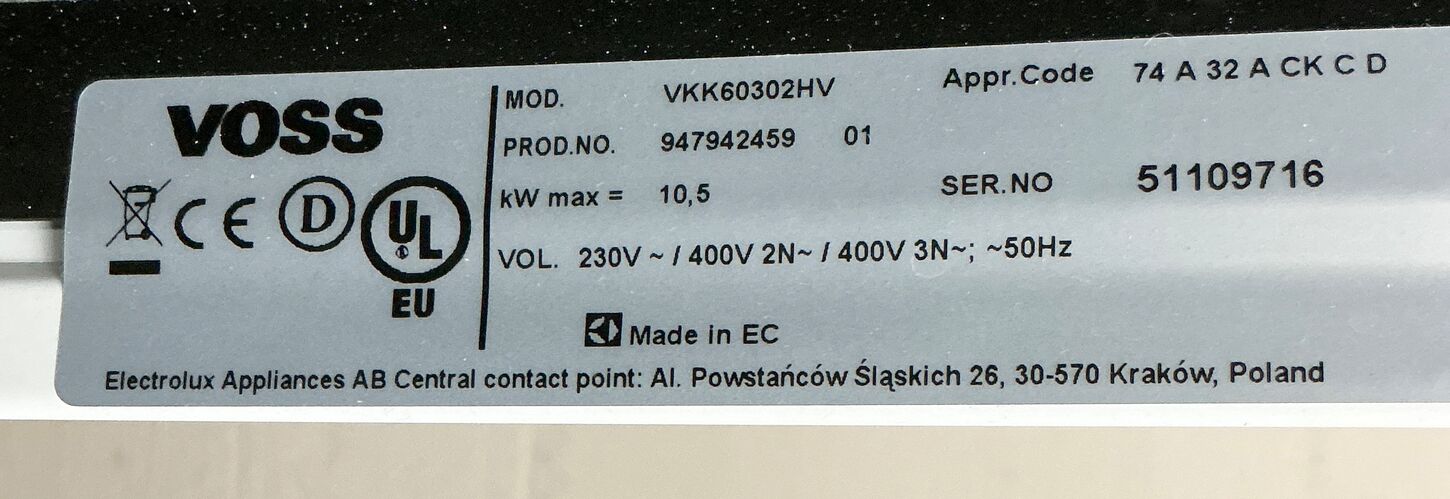 Voss keramisk komfur