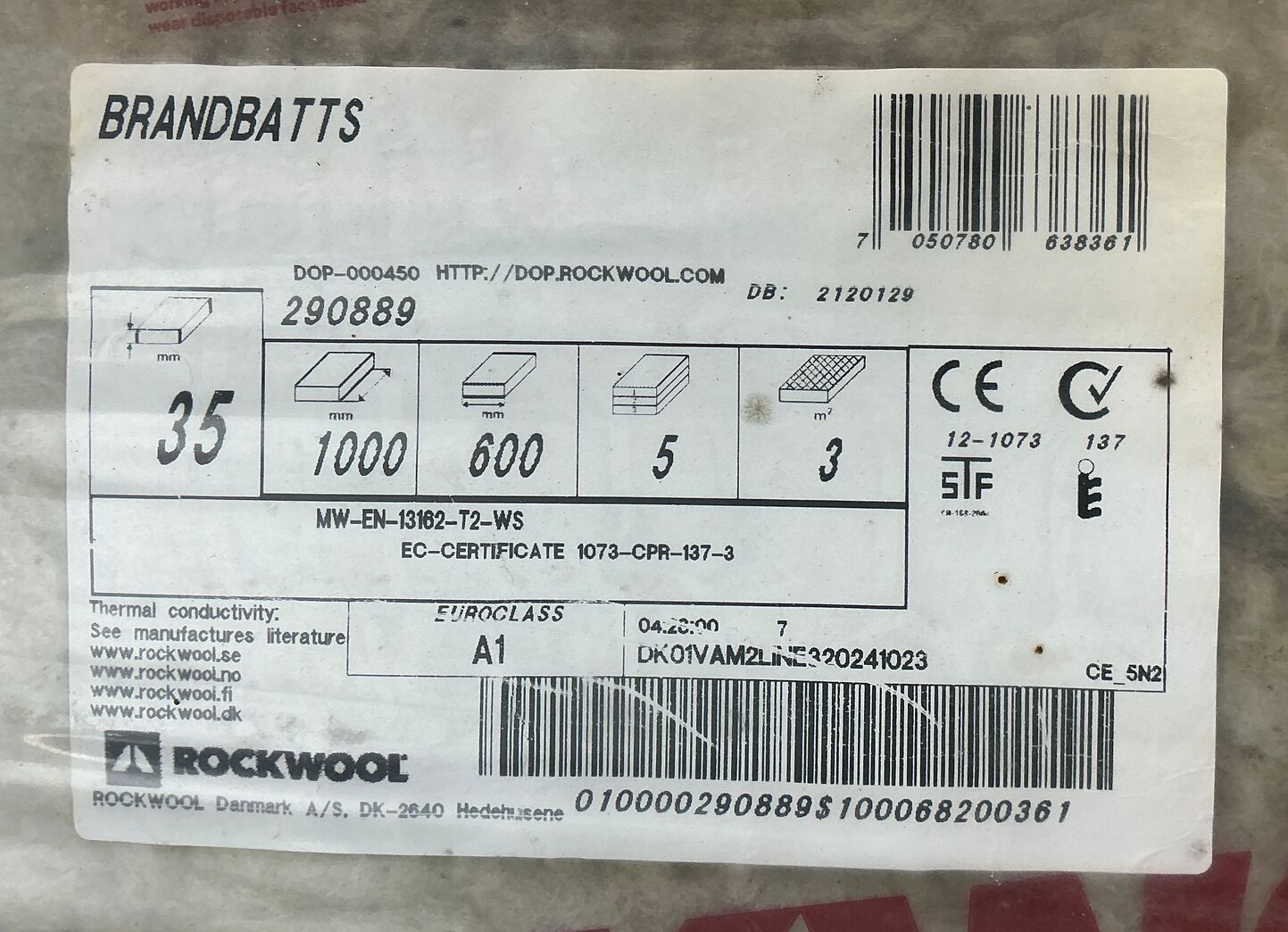 72 m2 Rockwool brandbatts - 35 mm