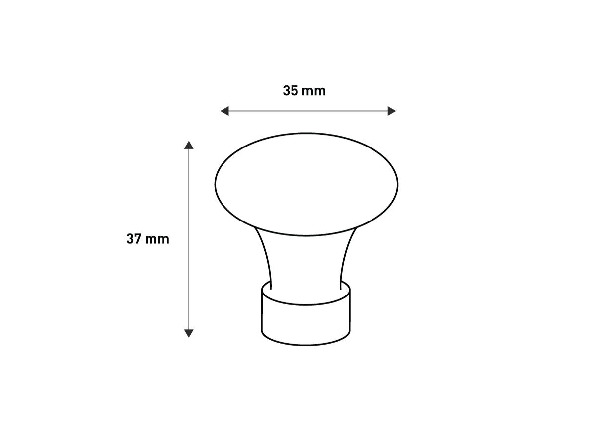 35 mm - Sort porcelænsknop med mat nikkelfod