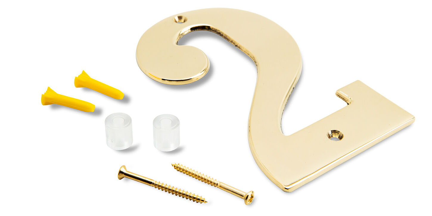 Husnummer i poleret messing - 2