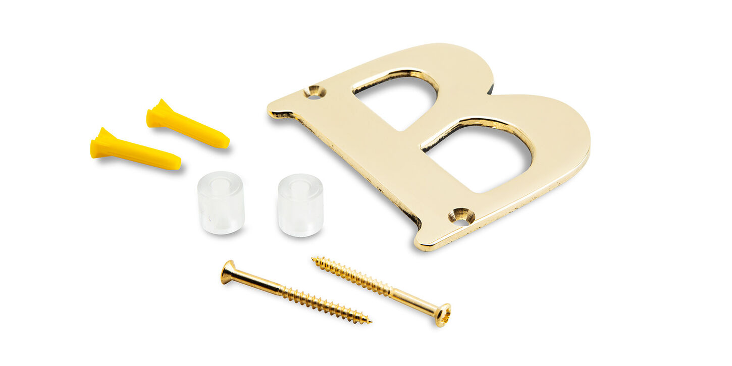 Bogstav til husnummer i poleret messing - B