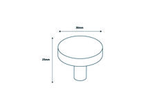 Møbelknop i rustfrit stål med linjeret kant / Ø:30mm