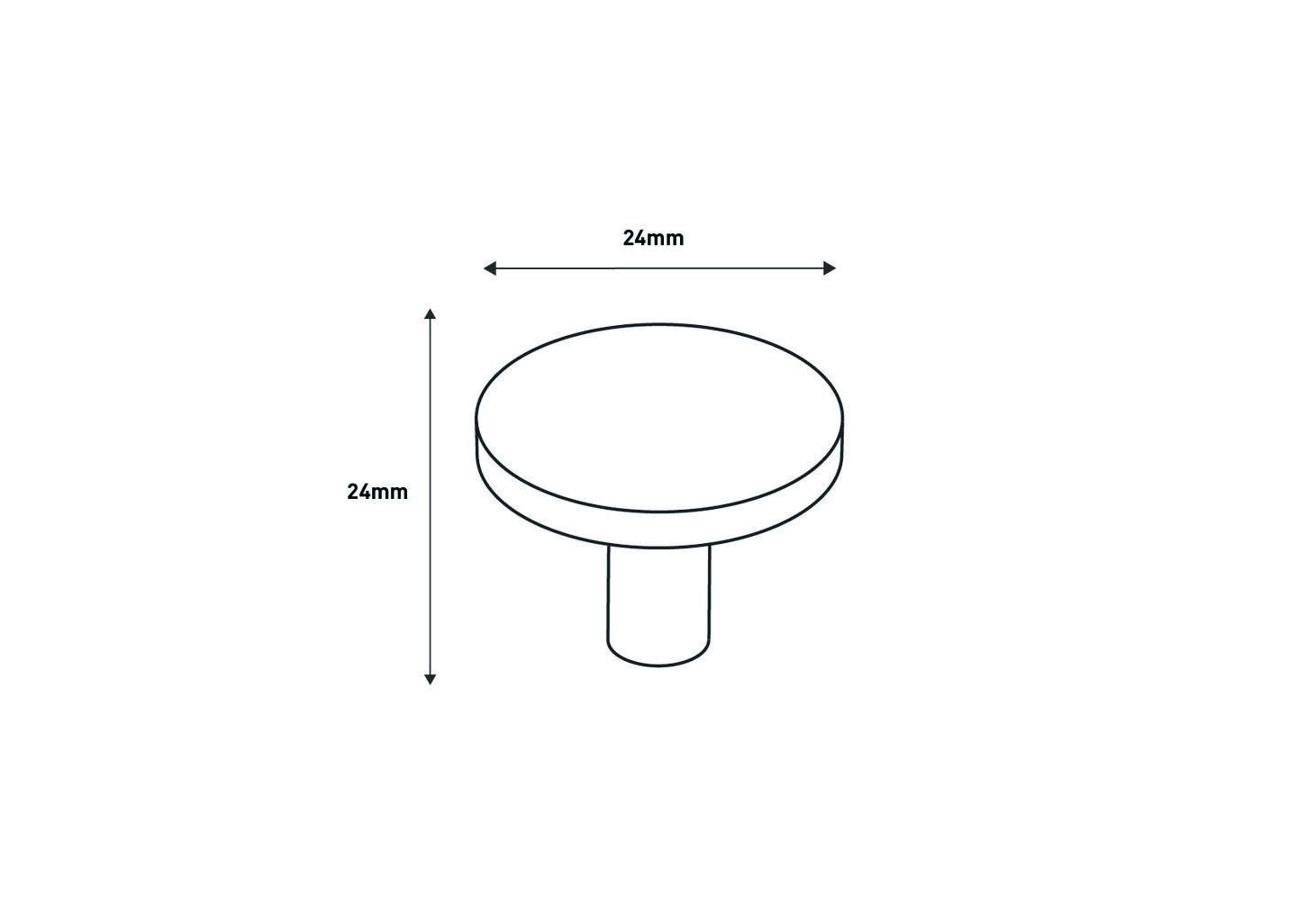 Møbelknop i mat messing / Ø:24mm