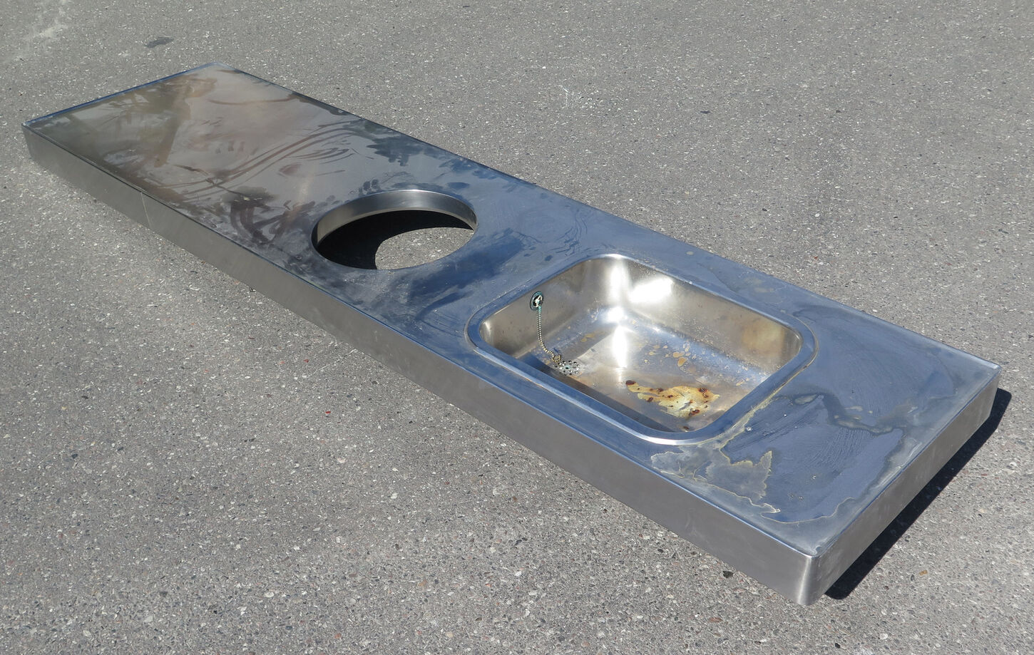 Stålbordplade med vask