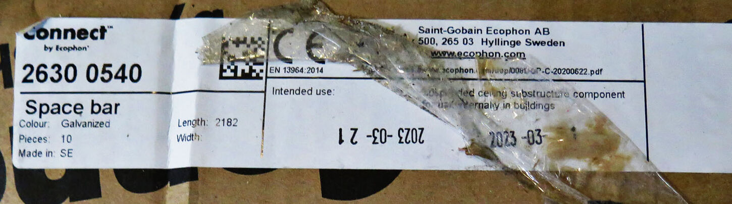 Distanceprofil 2,18 m. Tilbehør til akustikplader,