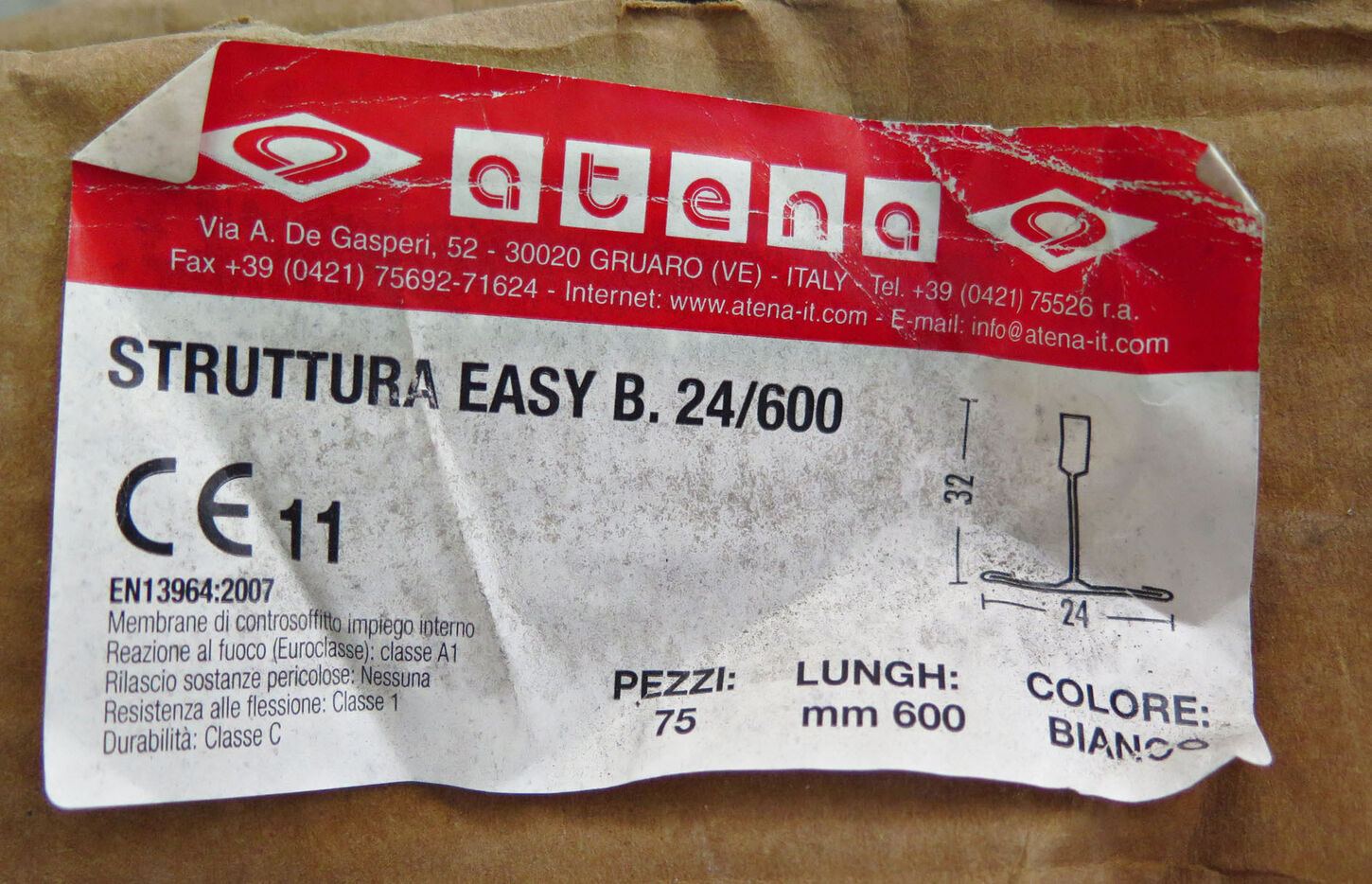 Atena Tværprofil Hvid Easy B.24/L:600mm