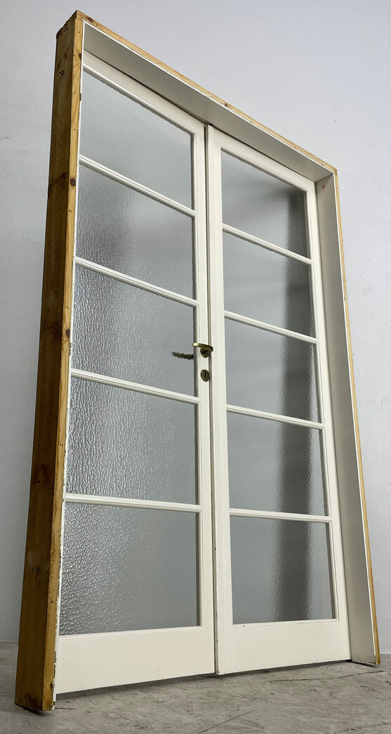 Fransk dør med strukturglas og karm