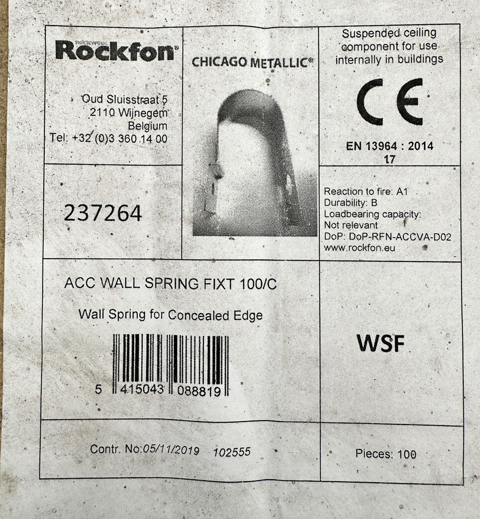 Rockfon skinnesystem kantfjeder 100 stk