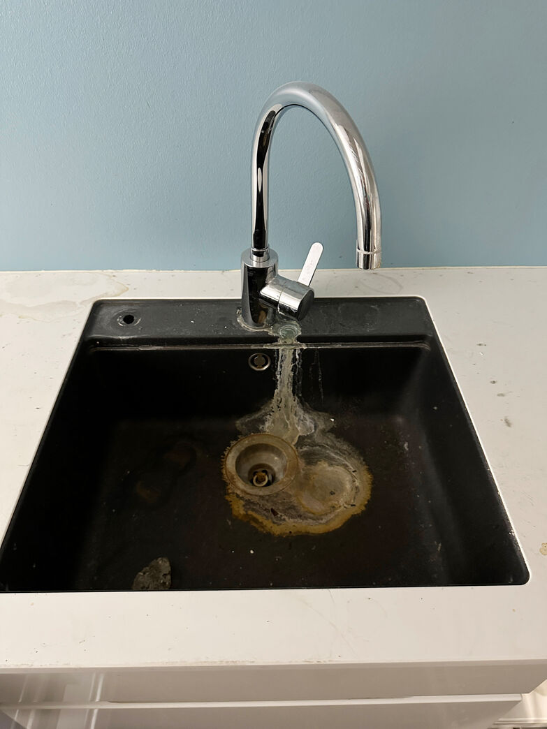 Tekøkken med  køleskab og opvasker