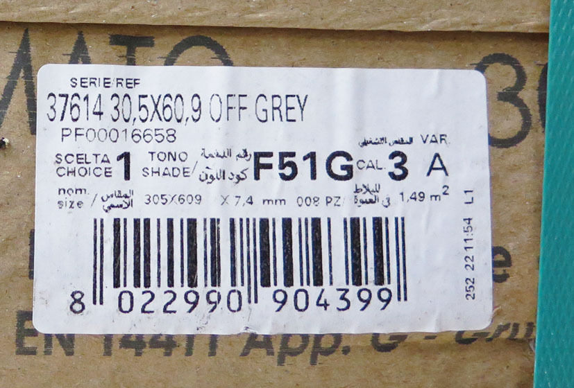 Væg/gulv fliser lysegrå 305x609 mm, sæt á 1,48m2