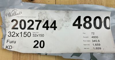 Ovntørret kantskåret fyr 32x150 mm 345 lbm.