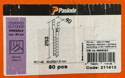 Toplægtebeslag 40x253x1,5mm