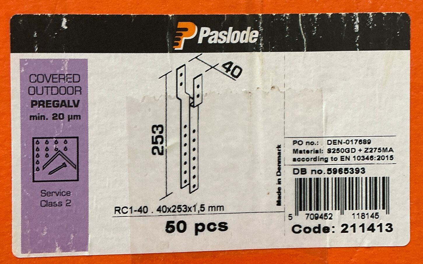 Toplægtebeslag 40x253x1,5mm