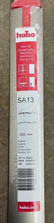 Selvklæbende overgangsliste - Rustfri - 1m