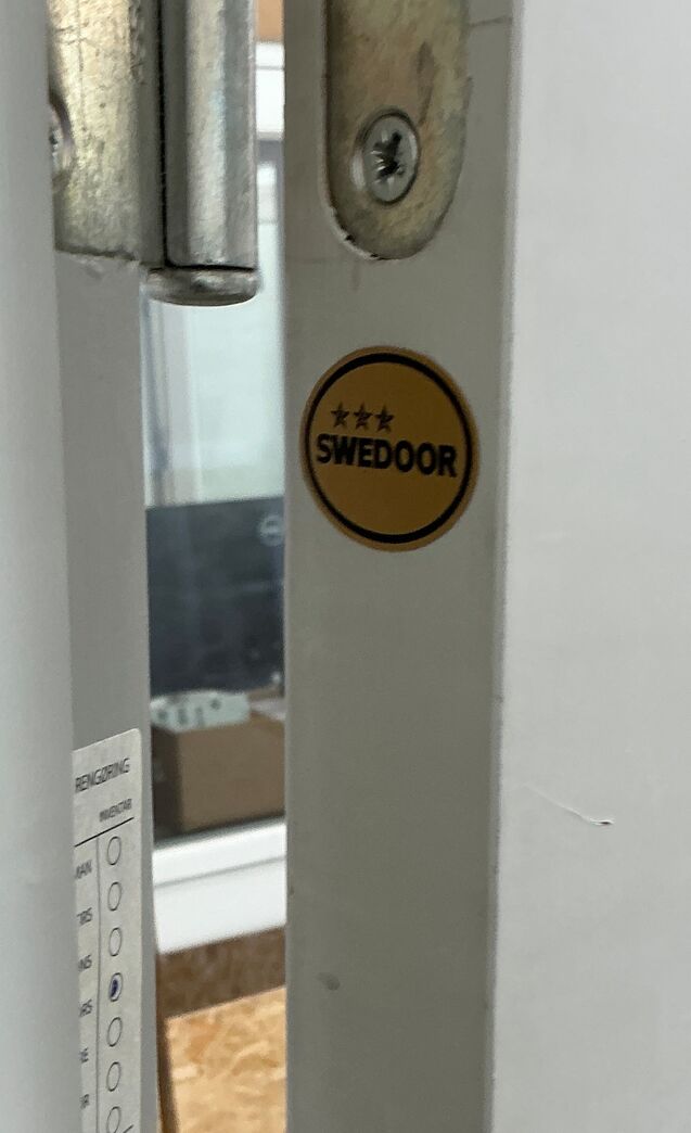 Lysegrå M9 BD30/dB 35 branddør m/karm hh.
