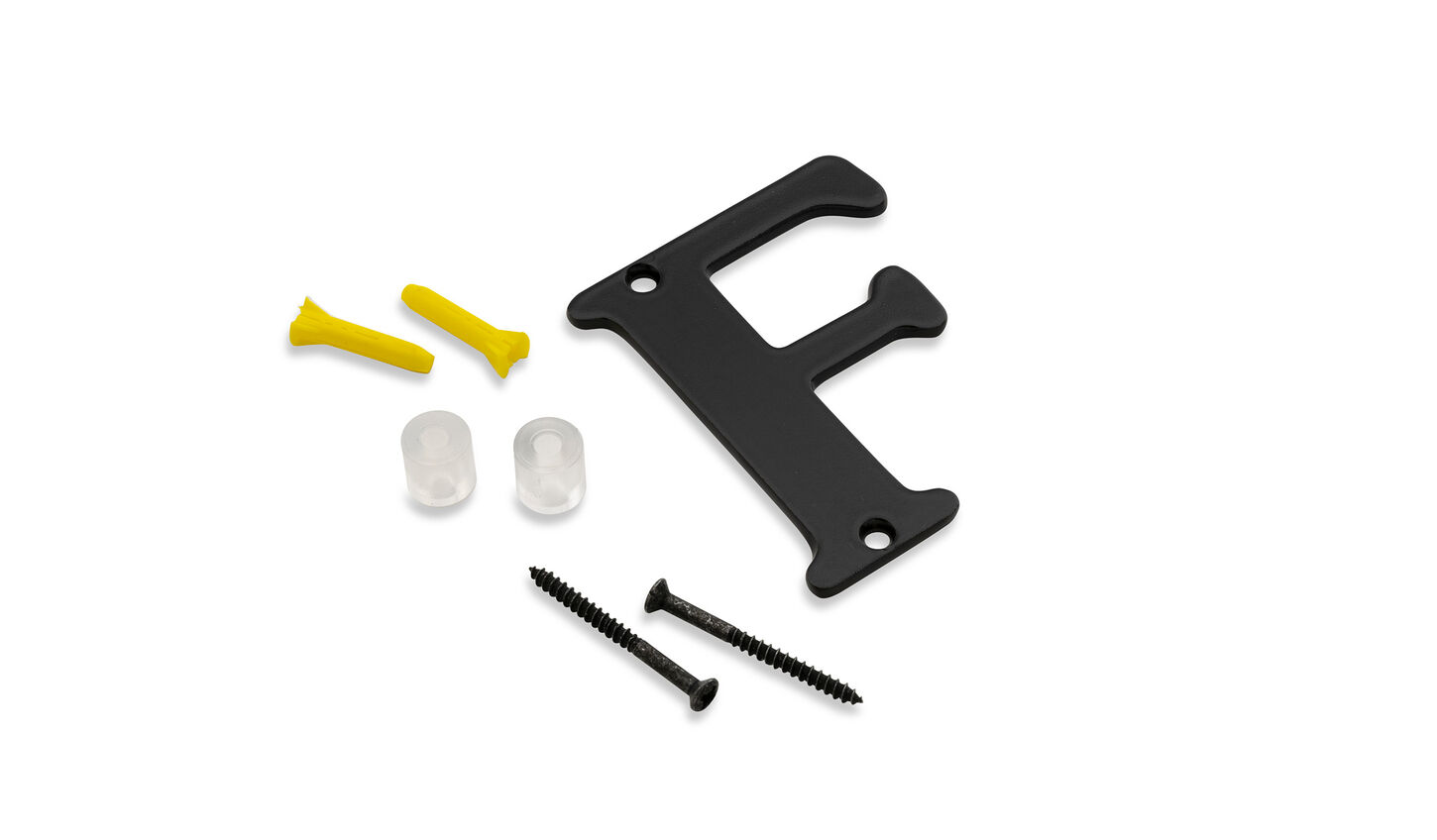 Bogstav til Husnummer i sortlakeret messing - F