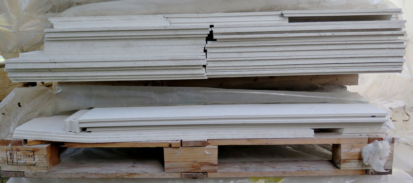 Fibergips plader afskæringer 8 mm i tykkelse ca 70 m2