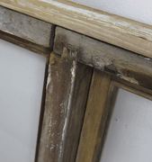 Stor Teak og glas skabsfront - 282 cm