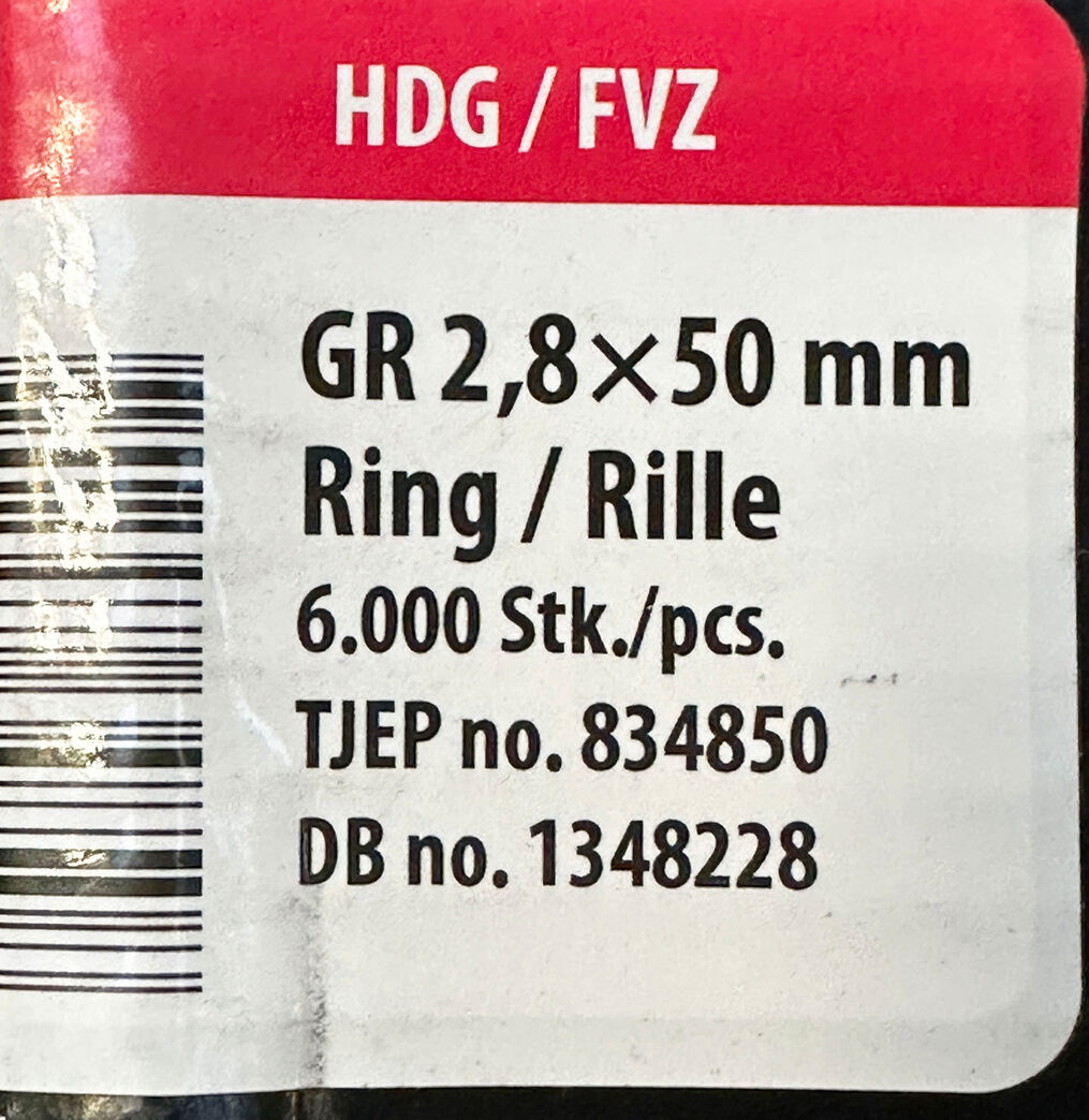 Tjep Ring/rille pistolsøm 2,8x50 mm 6000 stk