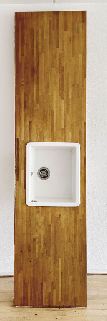 Bøg bordplade med porcelænsvask