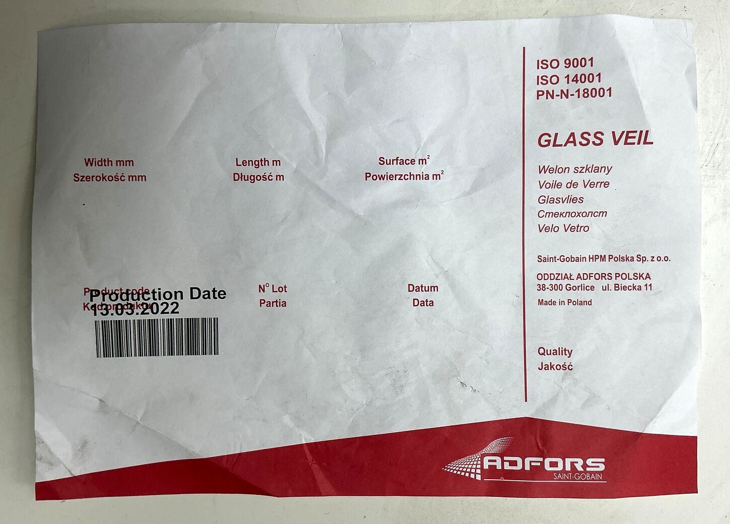 4 stk ruller Folie glass veil