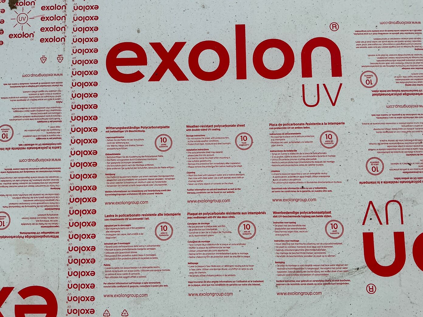 Exolon klar 10 mm 205 x 305 cm