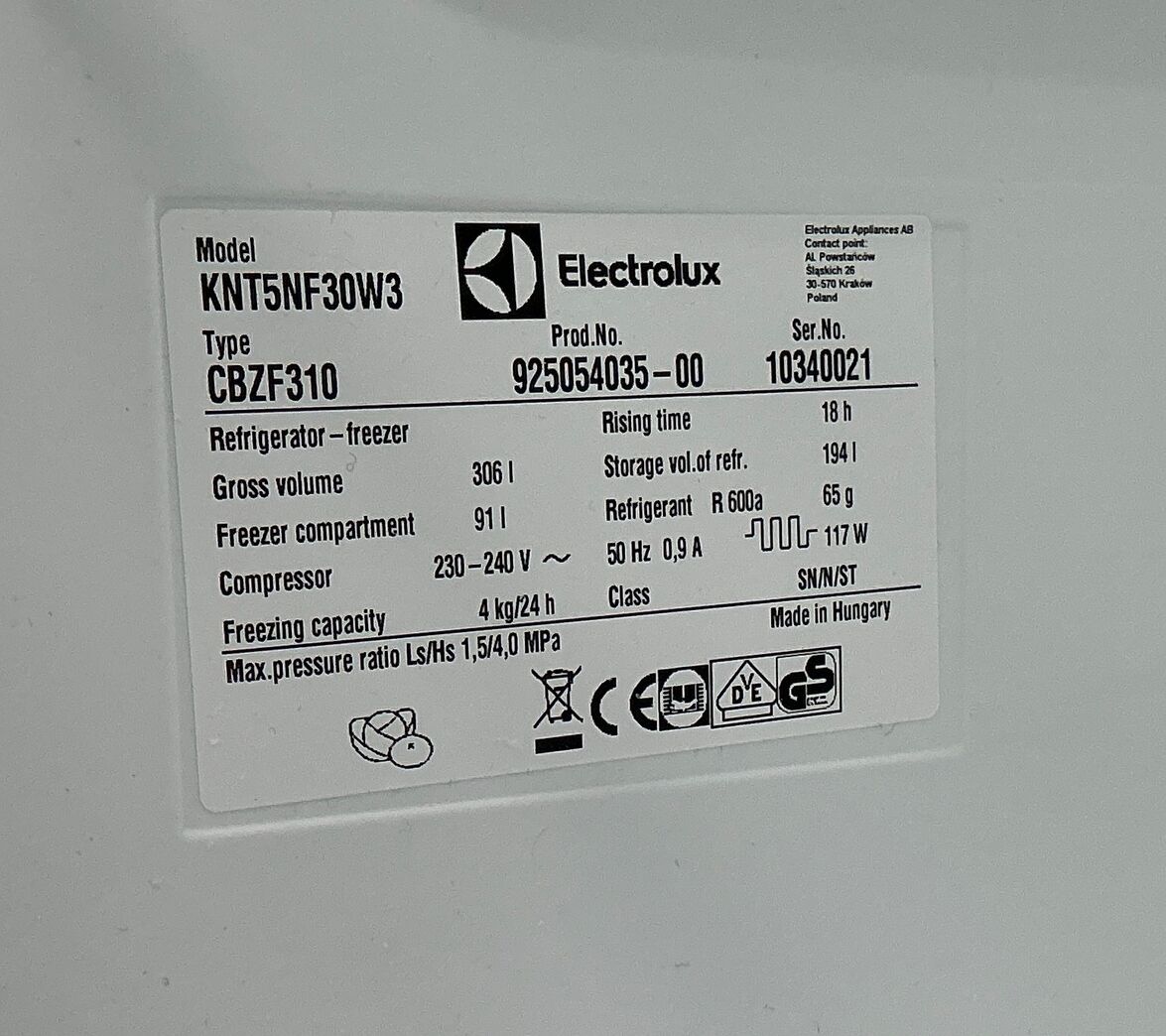 Fritstående Electrolux køle/fryseskab 194/91 liter