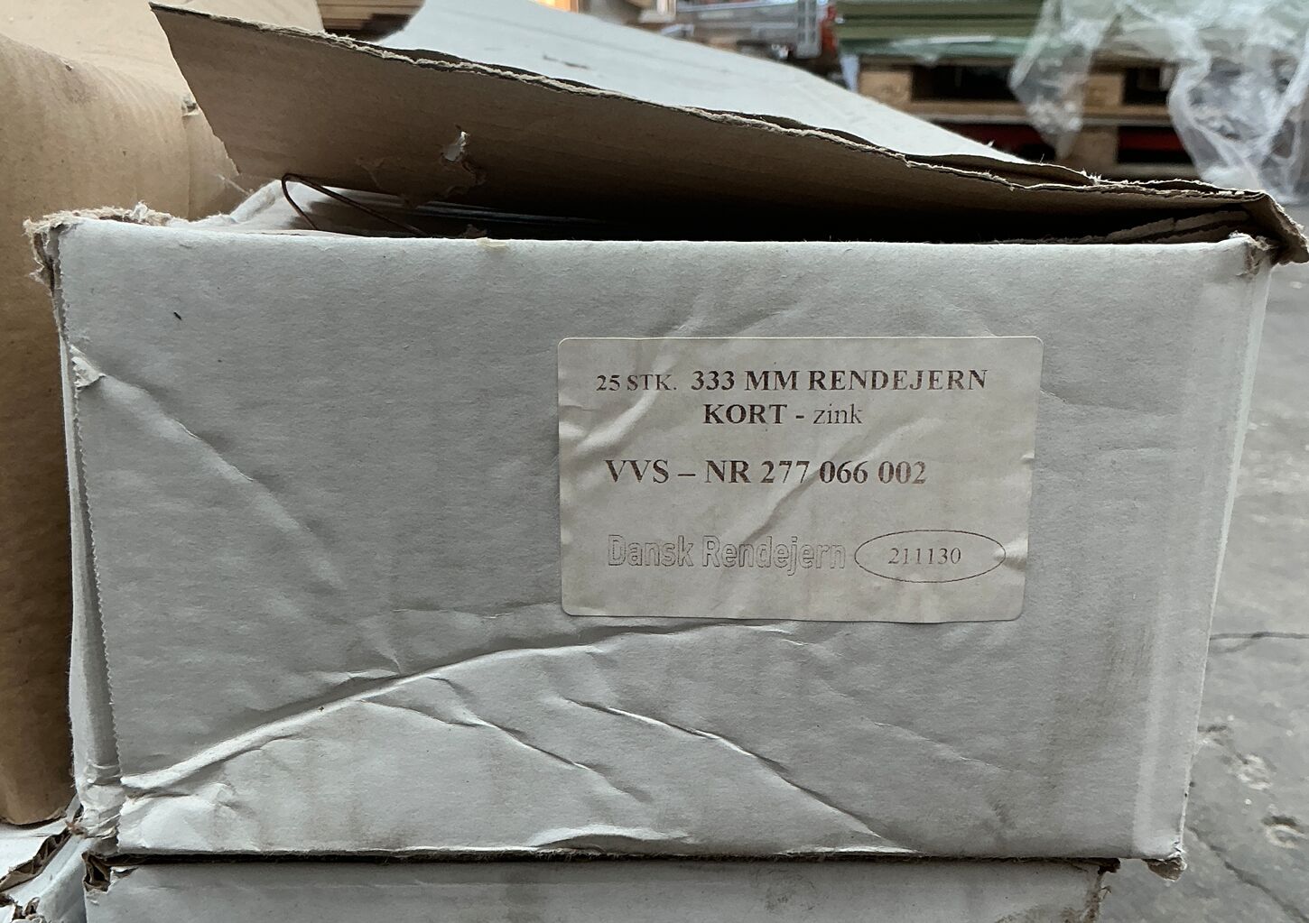 Rendejern i zink - 333 mm - kort