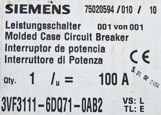 Siemens Effektafbryder 3-pol 100A