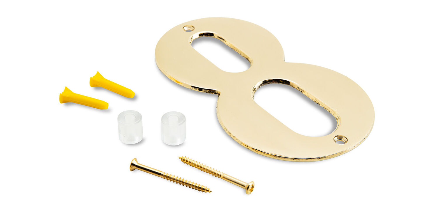 Husnummer i poleret messing - 8