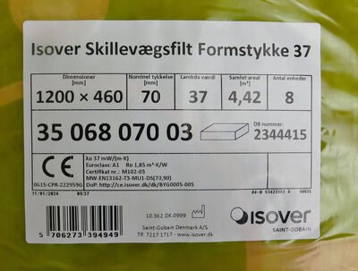 Isover skillevægsfilt Formstykke 37 2 pakker