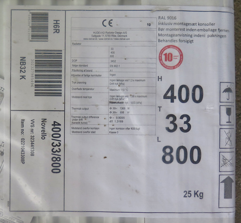 Ny panel radiator 800x400x33