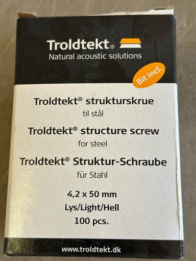 Troldtekt lyse skruer til stål 100 stk