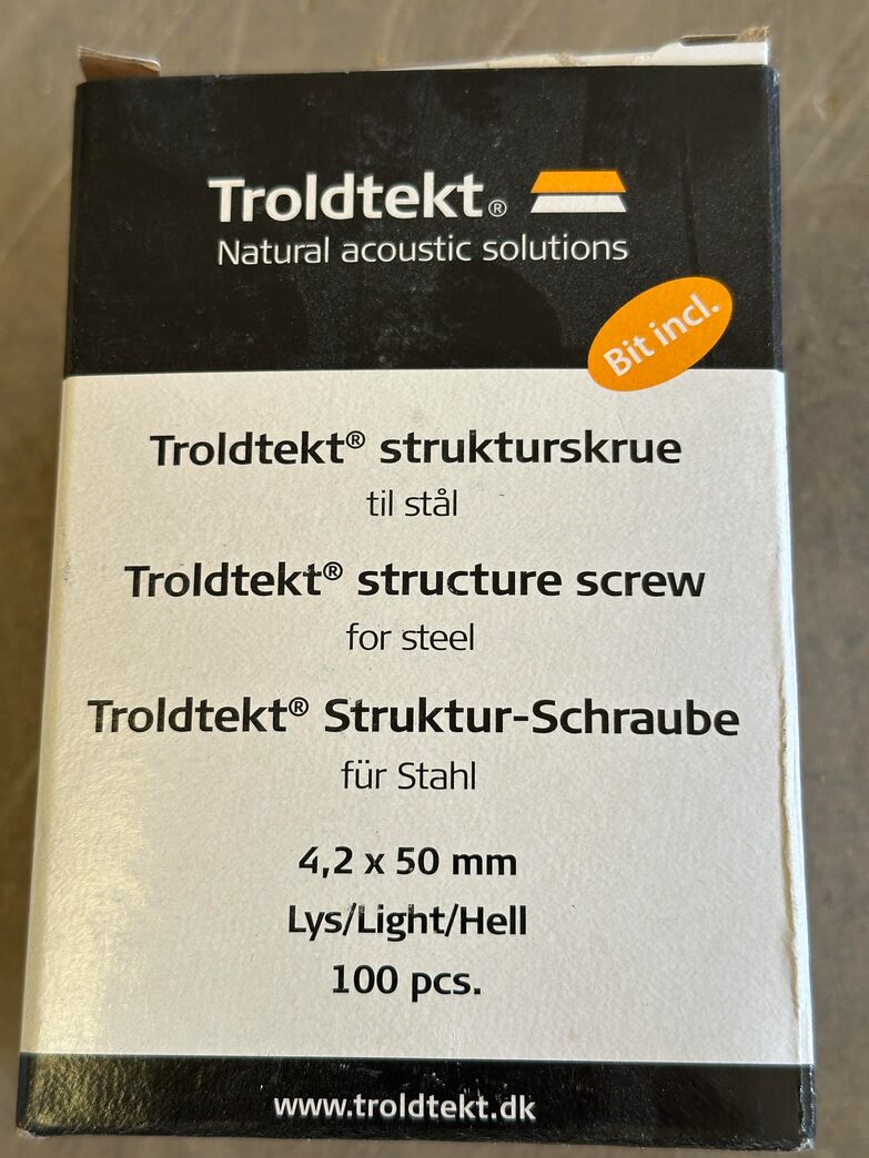 Troldtekt lyse skruer til stål 100 stk Troldtekt lyse skruer til stål 100 stk